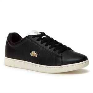NEW LACOSTE men's carnaby evo sneaker in black/white